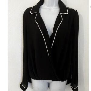 WAYF Women's Button Up Pajama Style Blouse